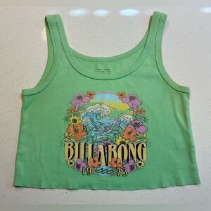 Billabong Green Graphic Crop Tank Size Large
